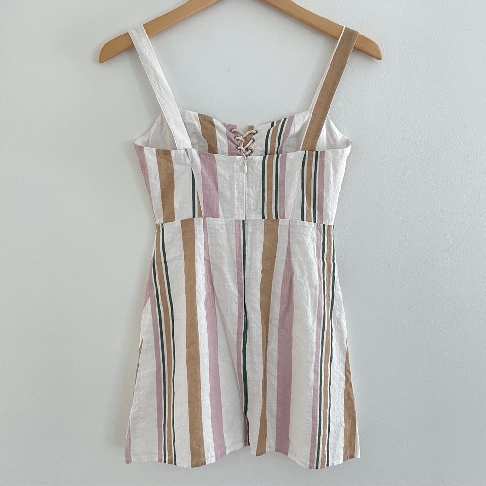 Privacy Please Revolve Alana Mini Dress Multi Stripe Rope Lace Up - Picture 3 of 11